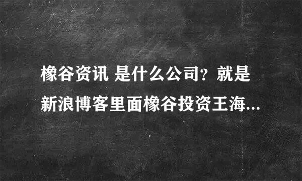 橡谷资讯 是什么公司？就是新浪博客里面橡谷投资王海滨之前所待的公司