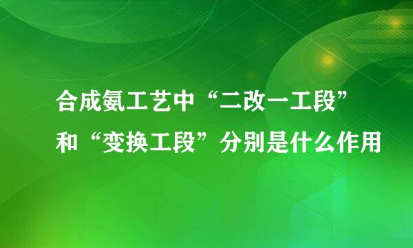 合成氨工艺中“二改一工段”和“变换工段”分别是什么作用