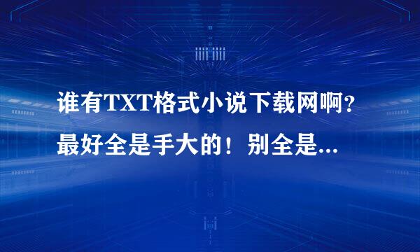 谁有TXT格式小说下载网啊？最好全是手大的！别全是图片！！