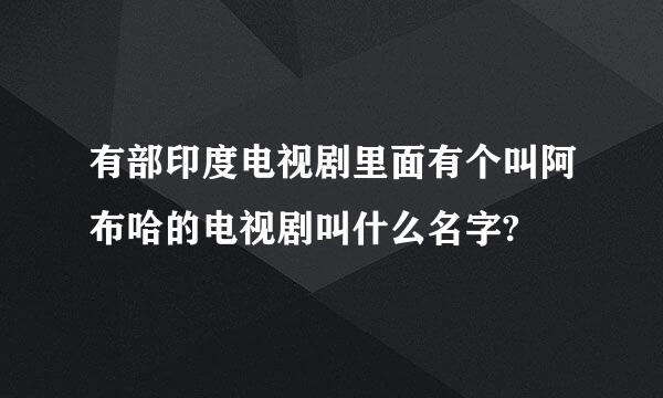 有部印度电视剧里面有个叫阿布哈的电视剧叫什么名字?