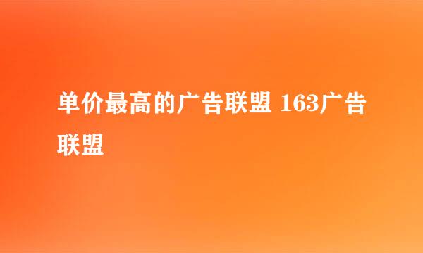 单价最高的广告联盟 163广告联盟