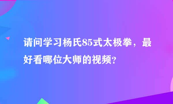 请问学习杨氏85式太极拳，最好看哪位大师的视频？