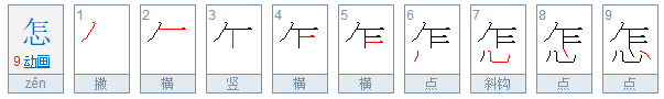 怎字笔顺怎么写