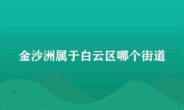 金沙洲属于白云区哪个街道