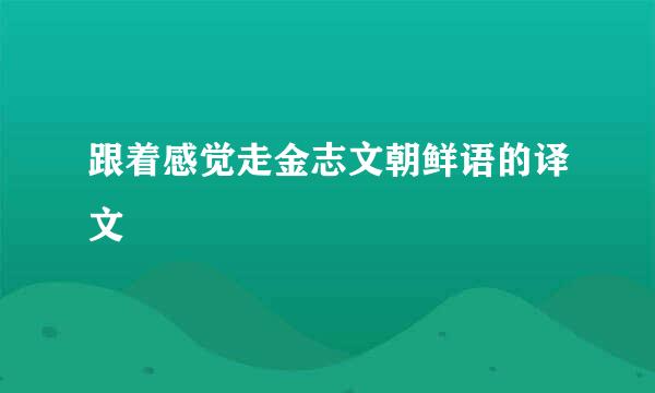 跟着感觉走金志文朝鲜语的译文