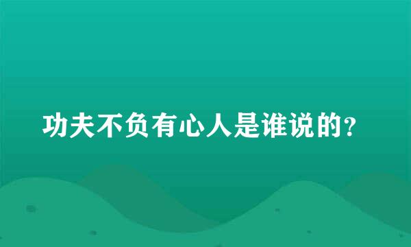 功夫不负有心人是谁说的？