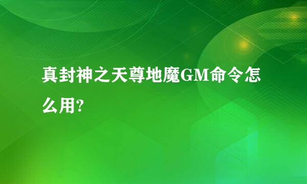 真封神之天尊地魔GM命令怎么用?