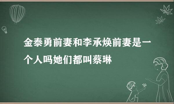 金泰勇前妻和李承焕前妻是一个人吗她们都叫蔡琳