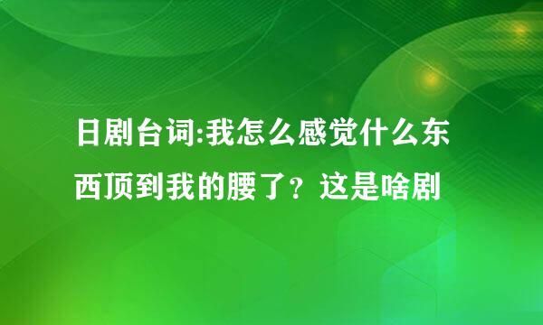 日剧台词:我怎么感觉什么东西顶到我的腰了？这是啥剧