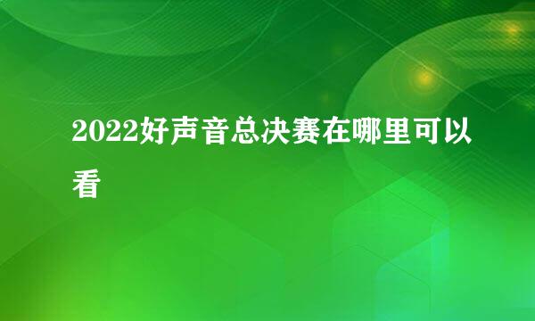 2022好声音总决赛在哪里可以看