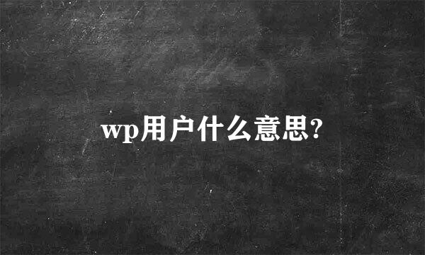 wp用户什么意思?