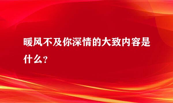 暖风不及你深情的大致内容是什么？