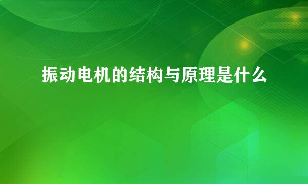 振动电机的结构与原理是什么