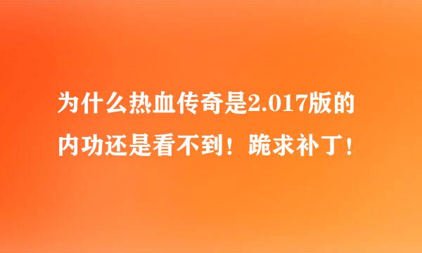 为什么热血传奇是2.017版的内功还是看不到！跪求补丁！