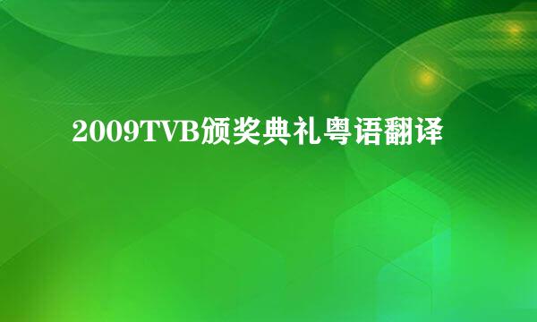 2009TVB颁奖典礼粤语翻译