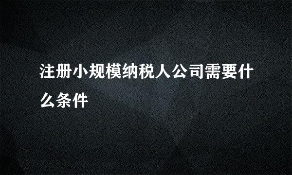 注册小规模纳税人公司需要什么条件