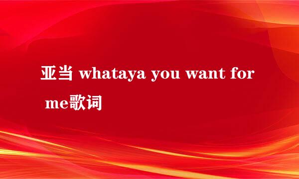 亚当 whataya you want for me歌词