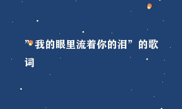 ”我的眼里流着你的泪”的歌词