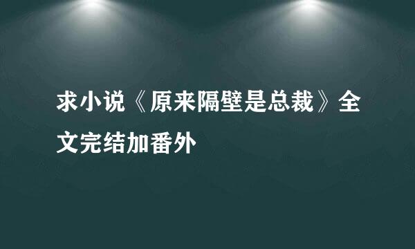 求小说《原来隔壁是总裁》全文完结加番外