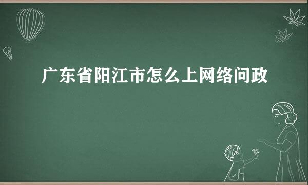 广东省阳江市怎么上网络问政