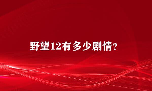 野望12有多少剧情？