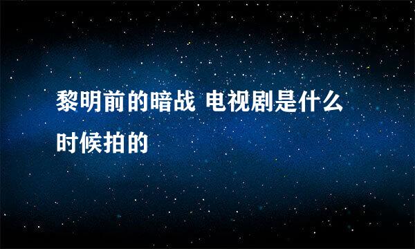 黎明前的暗战 电视剧是什么时候拍的