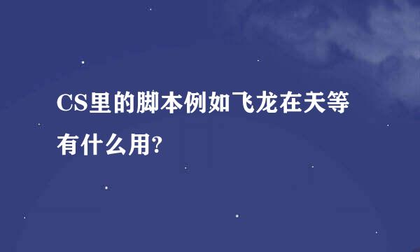 CS里的脚本例如飞龙在天等有什么用?