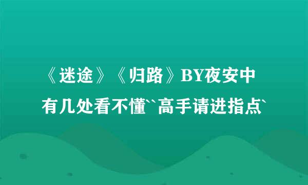 《迷途》《归路》BY夜安中有几处看不懂``高手请进指点`