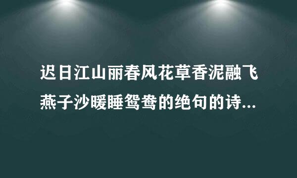 迟日江山丽春风花草香泥融飞燕子沙暖睡鸳鸯的绝句的诗意是什么？