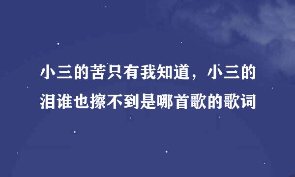 小三的苦只有我知道，小三的泪谁也擦不到是哪首歌的歌词