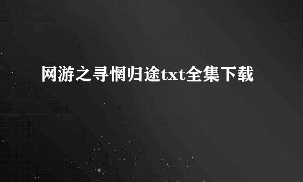 网游之寻惘归途txt全集下载