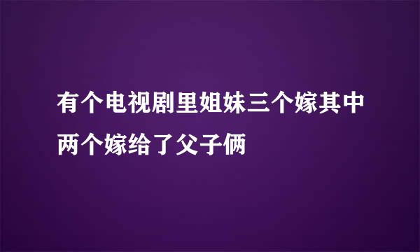 有个电视剧里姐妹三个嫁其中两个嫁给了父子俩