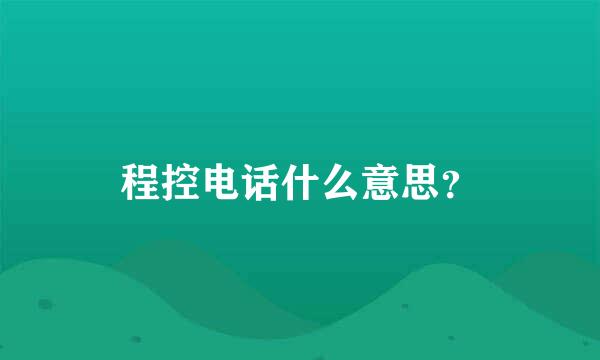 程控电话什么意思？