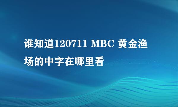 谁知道120711 MBC 黄金渔场的中字在哪里看