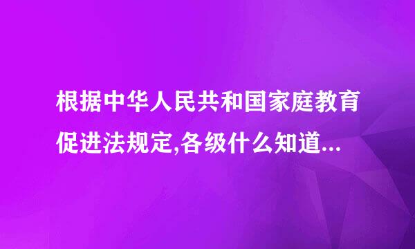 根据中华人民共和国家庭教育促进法规定,各级什么知道家庭教育工作