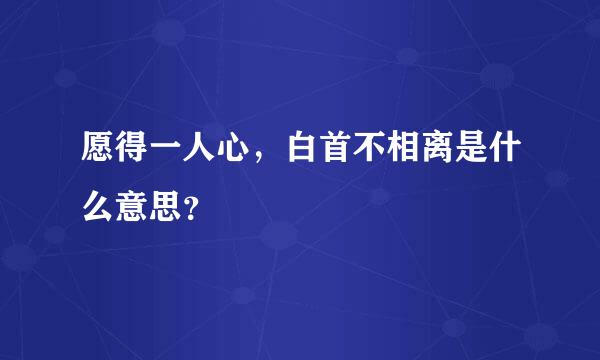 愿得一人心，白首不相离是什么意思？