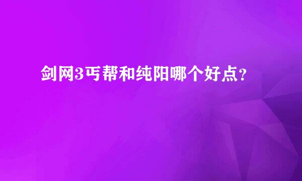 剑网3丐帮和纯阳哪个好点？