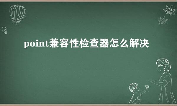 point兼容性检查器怎么解决