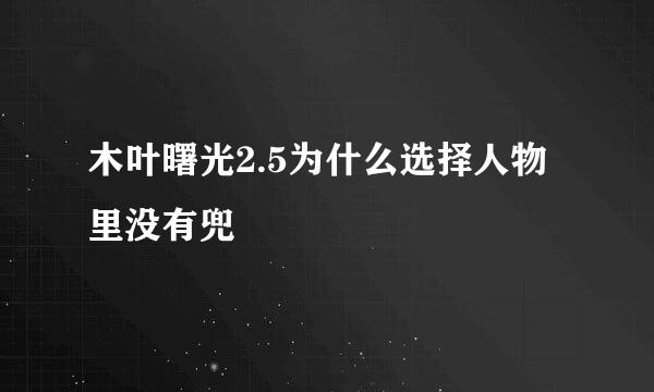 木叶曙光2.5为什么选择人物里没有兜