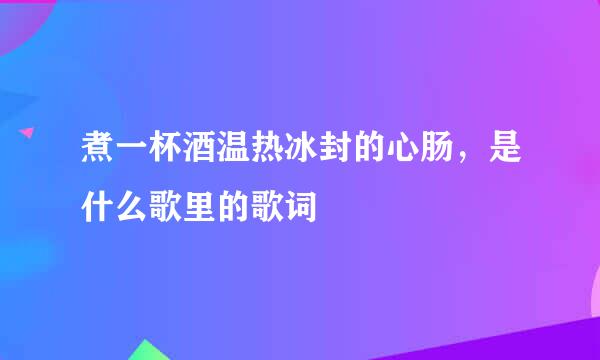 煮一杯酒温热冰封的心肠，是什么歌里的歌词