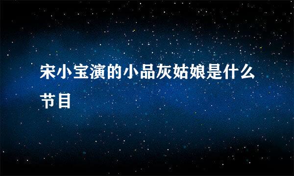 宋小宝演的小品灰姑娘是什么节目