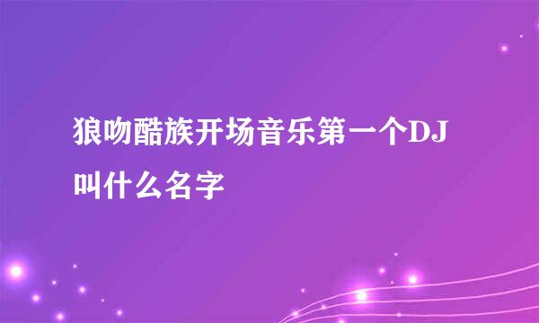 狼吻酷族开场音乐第一个DJ叫什么名字