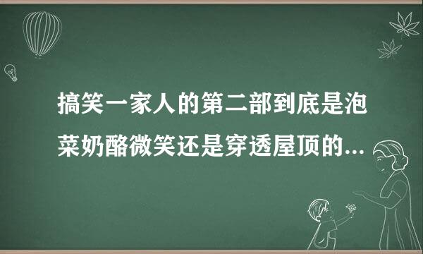 搞笑一家人的第二部到底是泡菜奶酪微笑还是穿透屋顶的highkick