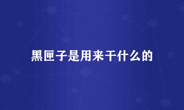 黑匣子是用来干什么的