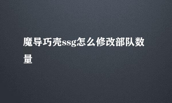 魔导巧壳ssg怎么修改部队数量