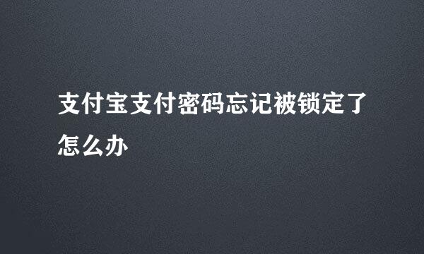 支付宝支付密码忘记被锁定了怎么办