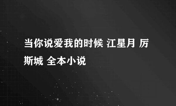 当你说爱我的时候 江星月 厉斯城 全本小说