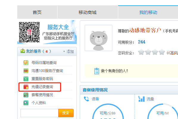 中国移动网上营业厅怎么查充费记录？？？