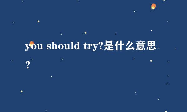 you should try?是什么意思？