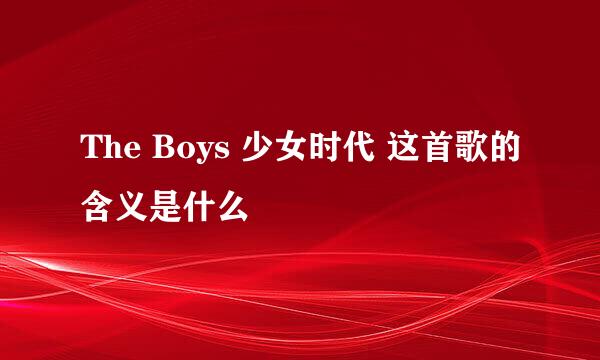 The Boys 少女时代 这首歌的含义是什么